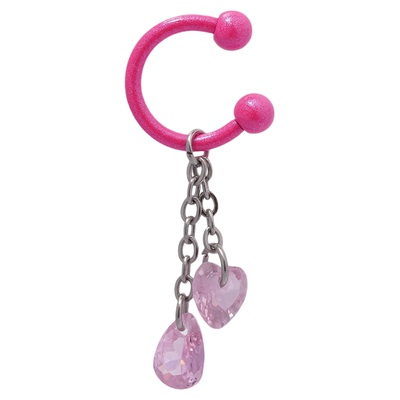 2025夏季新免摘取粉色ins款马蹄小环圈搭可拆卸流苏锆石吊坠学生