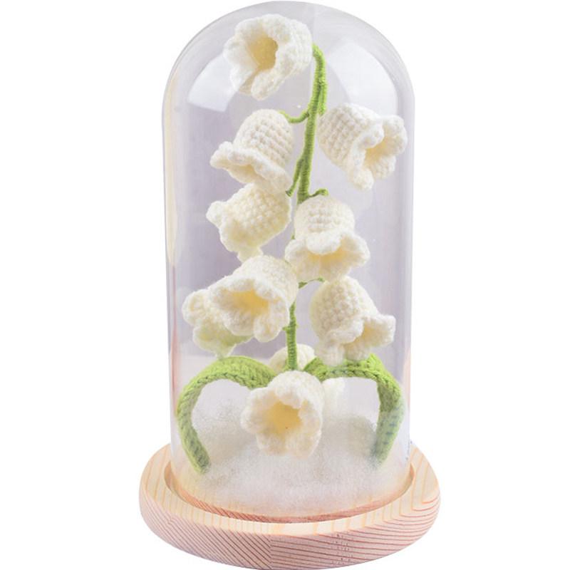 铃兰花手工编织花束成品小夜灯毛线花钩织针织花摆件毕业生日礼物