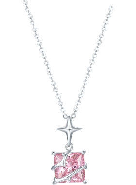 周六福饰品项链女时尚方形链坠