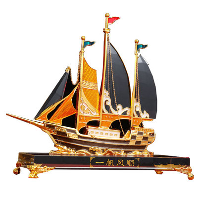 水晶一帆风顺办公室帆船模型摆件