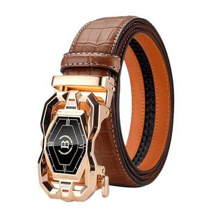 2023新款保罗皮带男士真皮自动扣牛皮腰带青中年商务休闲裤带正品