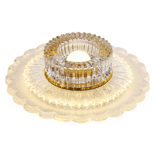 现代简约水晶过道走廊灯入户玄关灯阳台灯三色变光射灯筒灯明装灯