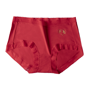 3条装 新一步红色本命年属马内裤女莫代尔蕾丝中高腰底裤棉品抑菌