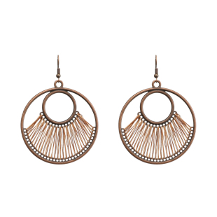 柴夫工作室/E219 几何复古埃及古铜色部落风做旧手工编织耳环