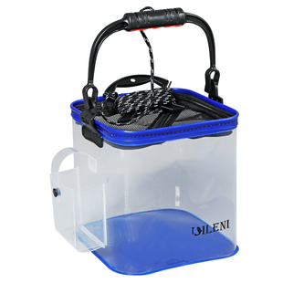 路亚活鱼桶透明折叠打水桶野钓装鱼桶多功能可折叠钓鱼桶