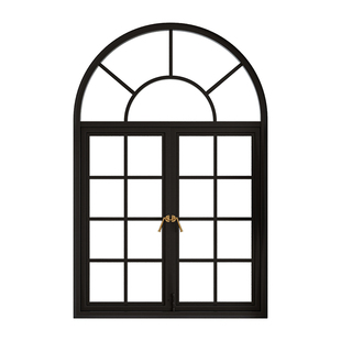 法式铁艺拱形窗复古圆弧隔断室内窗户铝合金仿古圆形装饰玻璃窗户