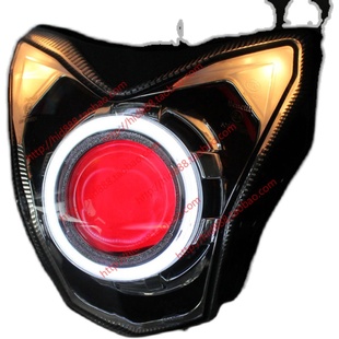 适用于钱江黄龙600 大灯总成 改装 LED 双光透镜 氙气灯 天使眼