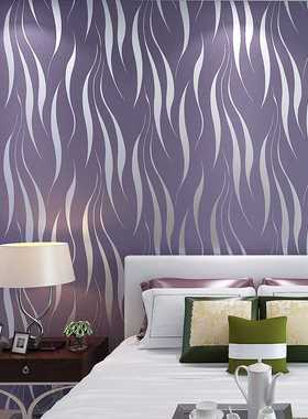 简约时尚大气波浪条纹灰色无纺布沙发现代背景电视墙纸客厅系壁纸