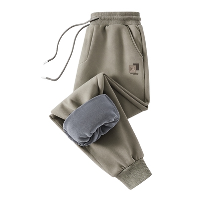 加绒男款裤子秋冬季宽松加厚卫裤