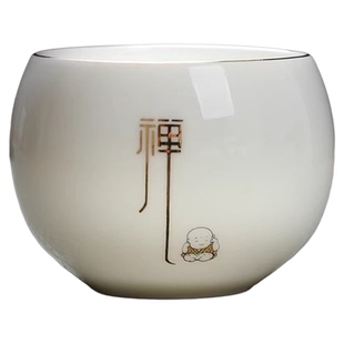 茶杯主人杯泡茶个人专用羊脂玉高端单杯女男士聚财喝茶德化陶瓷白