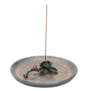 复古鎏金线香托盘香插底座室内禅意小香炉茶桌摆件沉香檀香熏香炉