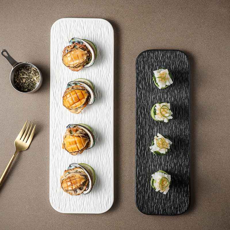 陶瓷寿司盘长方盘平板感长条蛋糕盘子餐厅酒店甜品摆盘高级盘盘盘