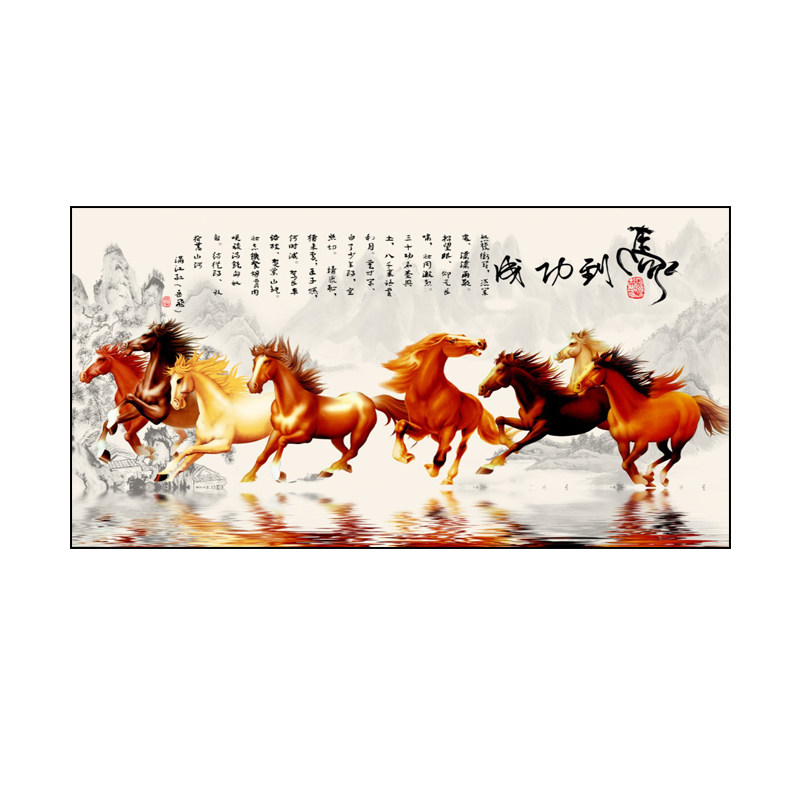 马年吉祥马到成功八骏图晶瓷画
