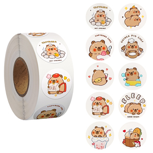 卡皮巴拉贴纸女孩儿童玩具手帐贴画奖励手机装饰小图案贴贴纸手账卡通不干胶封口贴小学生可爱卷卷贴高颜值