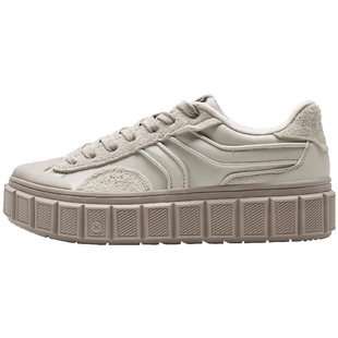 特步巧克力板鞋女鞋情侣鞋2024夏季男鞋厚底增高皮面休闲鞋运动鞋