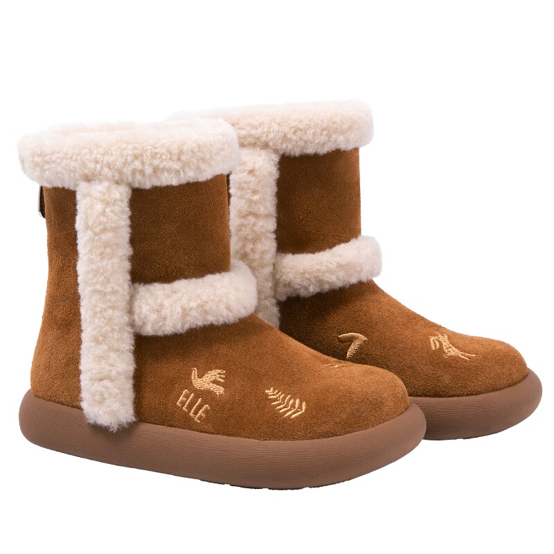 ELLEkids女童雪地靴厚底防滑短靴