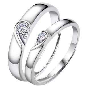 PT950纯铂金进口D色莫桑石永结同心情侣对戒镶嵌不掉色男女戒指潮