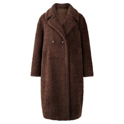 简爱诺宽松咖色羊毛大衣外套