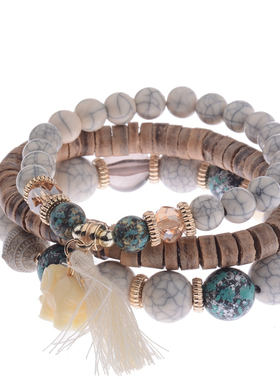 波西米亚复古简约可爱木头吊坠