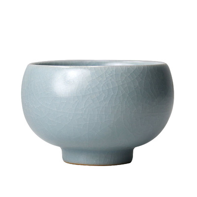 天蓝汝窑品茗杯开片高档汝瓷