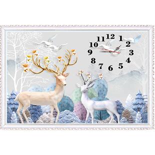 钟表2026新款手工刺绣打发时间高级感十字绣线绣客厅满绣挂钟时钟