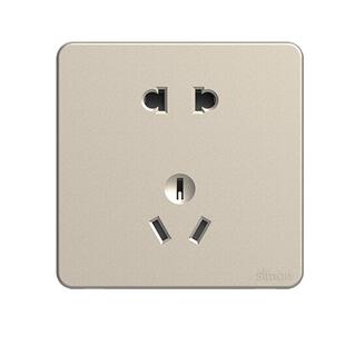 西蒙官方旗舰店开关插座K3香槟色五孔86型面板大孔圆二孔老国标