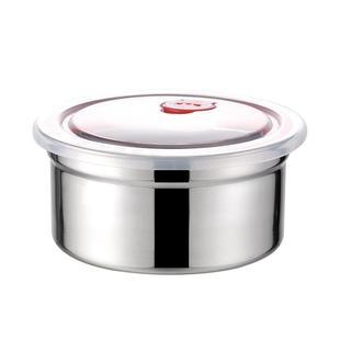 304不锈钢保鲜盒圆形密封汤碗带盖饭盒冰箱收纳耐高温食品便当盒