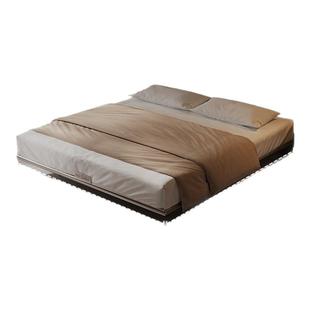 Art Color意式极简无床头悬浮床架钢架设计师款高端不锈钢齐边床