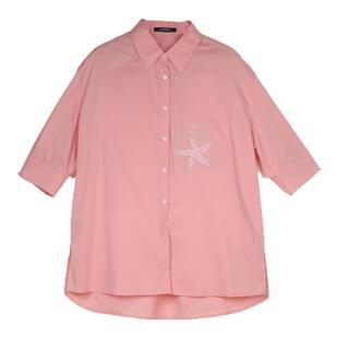 梵凯衬衣女2025夏法式休闲刺绣订珠宽松长款六分袖衬衣防晒外套