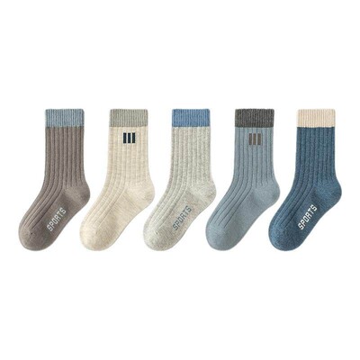 儿童袜子男童纯棉春秋季中筒袜