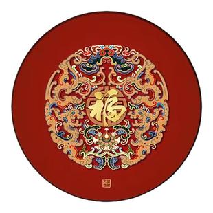 2025新款福字玄关装饰画新中式客厅玄关柜圆形挂画入户正对门壁画