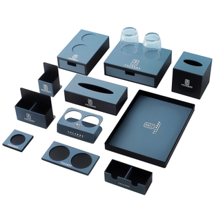 酒店洗漱用品易耗牙刷收纳盒客房杂件套装宾馆茶盘纸巾遥控座水架