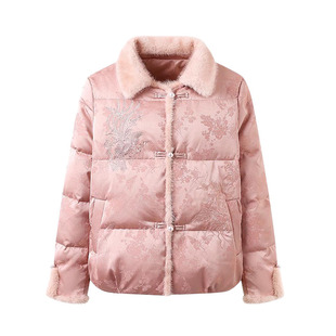 小个子妈妈冬装刺绣小棉衣新中式羽绒棉服洋气加厚外套女2025新款