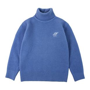 男童高领毛衣冬季新款中大童百搭宇宙翻领一体绒儿童装保暖打底潮