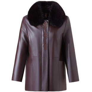 妈妈冬装外套2025新款中老年人女皮衣加绒加厚可拆卸棉衣内胆保暖