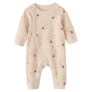 北欧婴儿无骨连体衣长袖爬服a类纯棉秋冬加厚开襟连身衣睡衣tsm
