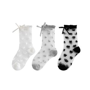 女童春夏薄款网眼爱心公主中筒袜