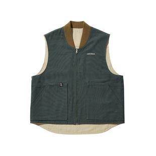 oddCIRKUS双面穿马甲  日系复古拉链马甲LOGO背心无袖外套