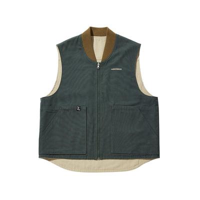 oddCIRKUS双面穿马甲  日系复古拉链马甲LOGO背心无袖外套