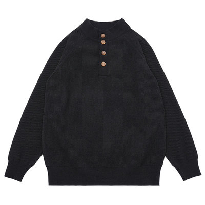 秋冬季加厚毛衣男士潮牌立领痞帅