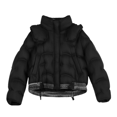 云上生活【雪眠】90白鸭绒牛仔拼接短款连帽羽绒服2025冬季外套女