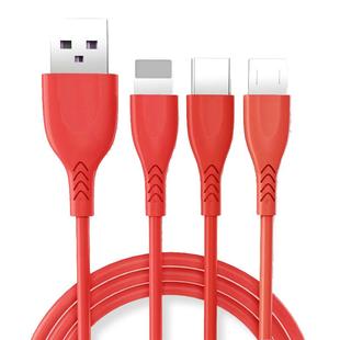 加长2米3米三合一数据线一拖三适用苹果VIVOPP小米华为手机快充电