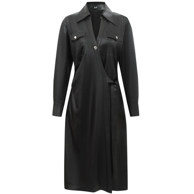 吕燕设计师V领连衣裙长裙