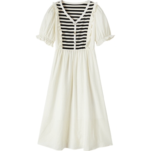 爱居兔夏季柔软舒适简洁大方时尚短袖连衣裙