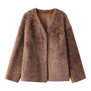 FANLE STUDIOS 限量进口LACON拉贡皮毛一体V领简约实穿皮草外套