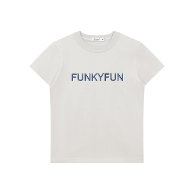 FUNKYFUN Logo撞色印花240克磨毛短袖T恤正肩简约上衣 S01