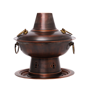 木炭火锅铜火锅老北京鸳鸯锅铜锅具加厚纯铜老式炉复古分体火锅炉