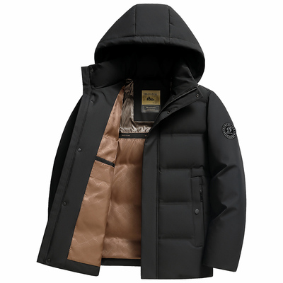 雅鹿短款加厚可拆帽中老年羽绒服