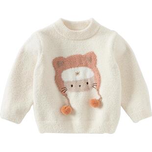 戴维贝拉儿童毛衣套头衫2025冬装男女童上衣针织外套半高领打底衫