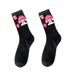 个性洋气可爱丑萌火龙果色M豆饰品中筒袜ins风外穿搭洞洞鞋堆堆袜